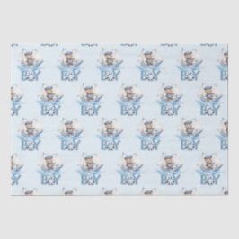 Nautical Niedlich Teddy Bear Blue Boat Es ist ein  Seidenpapier