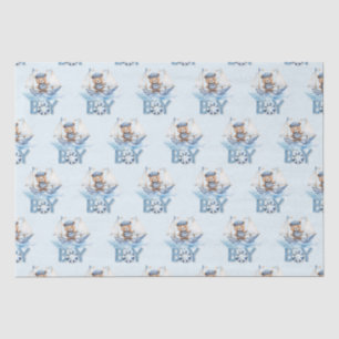 Nautical Niedlich Teddy Bear Blue Boat Es ist ein Seidenpapier
