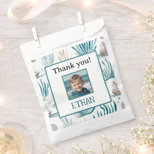 Nautical Ocean Birthday Photo Thank You Geschenktütchen (Ausgeschnitten)