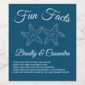 Nautical Ocean Blue Wedding Starfish Fun Fakten Weinetikett (Einzelnes Label)