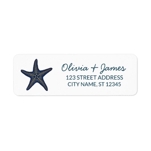Nautical Ocean Starfish Navy Blue Return Address (Vorne)