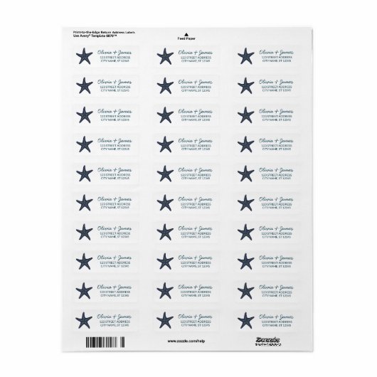Nautical Ocean Starfish Navy Blue Return Address   (Vorne)
