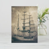 Nautical Ocean Vintag Segelboot Einladung (Stehend Vorderseite)