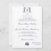 Nautical Oceanic classic dark navy blue 2 Wedding Einladung (Vorderseite)