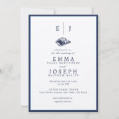 Nautical Oceanic classic dark navy blue 5 Wedding Einladung (Vorderseite)