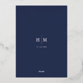 Nautical Oceanic dunkelmarineblaue Goldfolie Hochz Folieneinladung (Rückseite)