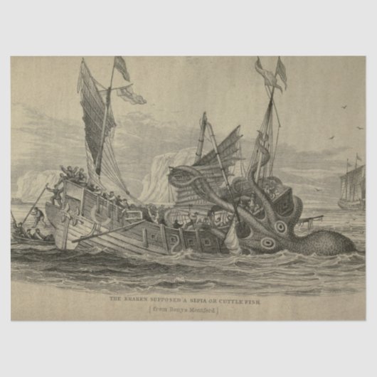 Nautical Octopus Boat Ephemera Decoupage Ship Seidenpapier (Vorderseite)