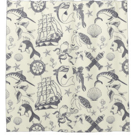 Nautical Old Sailor Tattoos Gemustert Duschvorhang