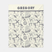 Nautical Old Sailor Tattoos Gemustert Fleecedecke (Vorderseite)