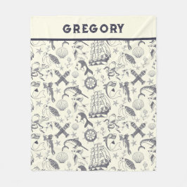 Nautical Old Sailor Tattoos Gemustert Fleecedecke