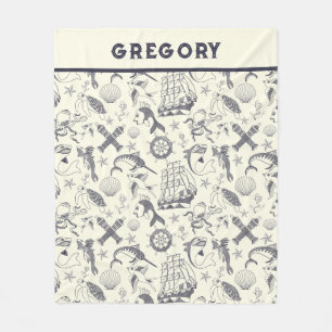 Nautical Old Sailor Tattoos Gemustert Fleecedecke