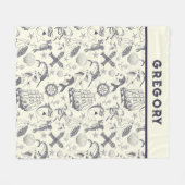 Nautical Old Sailor Tattoos Gemustert Fleecedecke (Vorderseite (Horizontal))