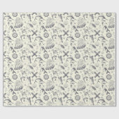 Nautical Old Sailor Tattoos Gemustert Geschenkpapier (Flach)
