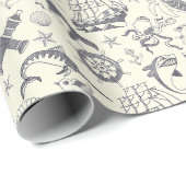 Nautical Old Sailor Tattoos Gemustert Geschenkpapier (Rolleneckpunkt)
