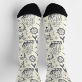 Nautical Old Sailor Tattoos Gemustert Socken (Oben)
