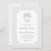 Nautical Palm Tree Minimalistisch Preppy Wedding Einladung (Vorderseite)