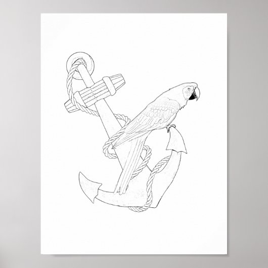 Nautical Parrot Aduloring Poster (Vorne)