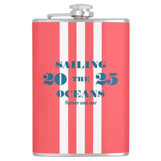 Nautical Party Vinyl Wrapped Flask Flachmann (Vorderseite)