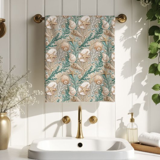 Nautical Pastel Towel Light Brown Beach Style Badhandtuch Set