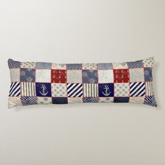 Nautical Patchwork Ankerrad Seitenschläferkissen (Rückseite)