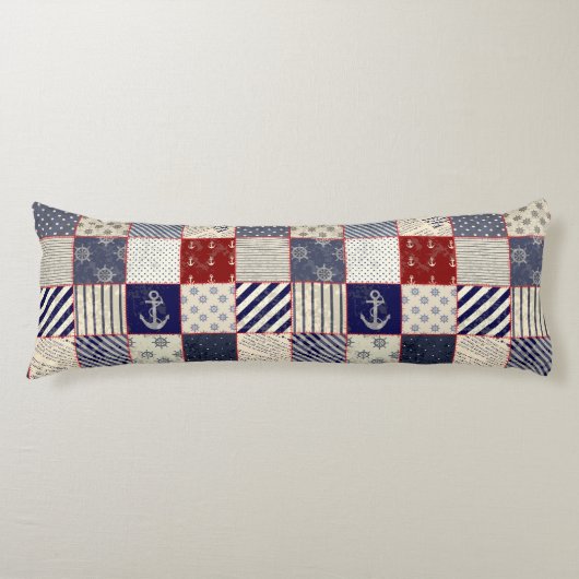 Nautical Patchwork Ankerrad Seitenschläferkissen (Vorderseite)