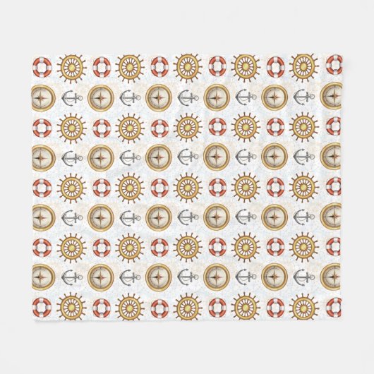 Nautical Pattern Fleece-Decken Fleecedecke (Vorderseite (Horizontal))