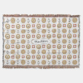 Nautical Pattern individuelle Name werfen Decke (Vorderseite)