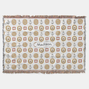 Nautical Pattern individuelle Name werfen Decke