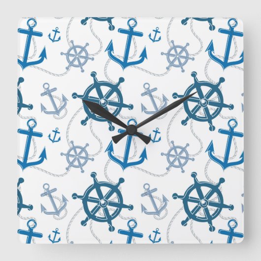 Nautical pattern quadratische wanduhr (Vorderseite)