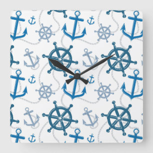 Nautical pattern quadratische wanduhr