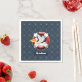 Nautical Pelican in Life Preserve mit Namen Serviette (Beispiel)