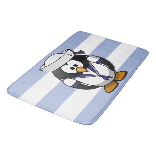 Nautical Penguin Bath Mat Badematte (Schrägansicht)