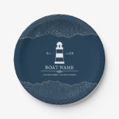 Nautical Personalisiert Blue Leuchtturm Name des S Pappteller (Vorderseite)