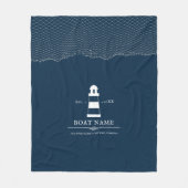 Nautical Personalisiert lighthouse Blue Boat Name Fleecedecke (Vorderseite)