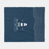 Nautical Personalisiert lighthouse Blue Boat Name Fleecedecke (Vorderseite (Horizontal))