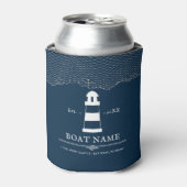 Nautical Personalisiert lighthouse Boat Name Blue Dosenkühler (Kanne Vorderseite)