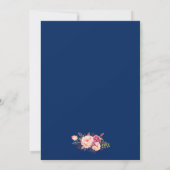 Nautical Pink Floral Blue Gold Hochzeit Einladung (Rückseite)