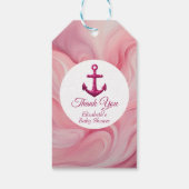 Nautical Pink Sparkle Anchor Baby Dusche Geschenkanhänger (Rückseite)