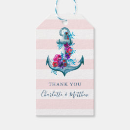 Nautical Pink Watercolor Anchor Wedding Vielen Dan Geschenkanhänger