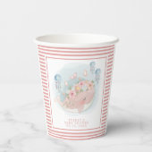 Nautical Pink Whale Jellyfish Girl Baby Dusche Pappbecher (Rückseite)