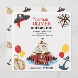 Nautical Pirate Sea - Geburtstagseinladung - Flach Feiertagskarte