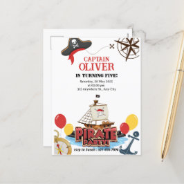 Nautical Pirate Sea Ship Geburtstagskarte Feiertagspostkarte