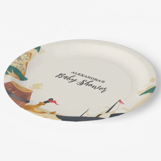 Nautical Pirate Ship Ahoy Es ist ein Junge Pappteller (Schrägansicht)