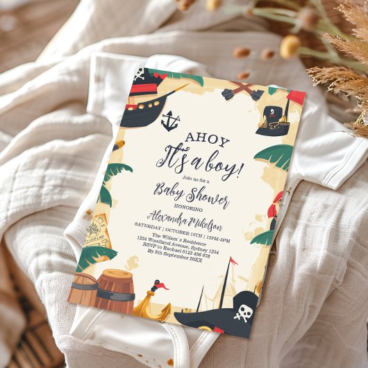 Nautical Pirate Ship Ahoy Es ist eine Baby-Dusche Einladung