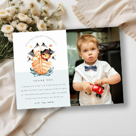 Nautical Pirate Ship Lion Cub Kids Foto Geburtstag Dankeskarte