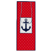 Nautical Polka Dots | Rot Geschenktüte Für Weinflaschen (Vorderseite)