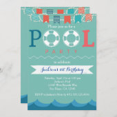 Nautical Pool Party Geburtstagseinladung Einladung (Vorne/Hinten)