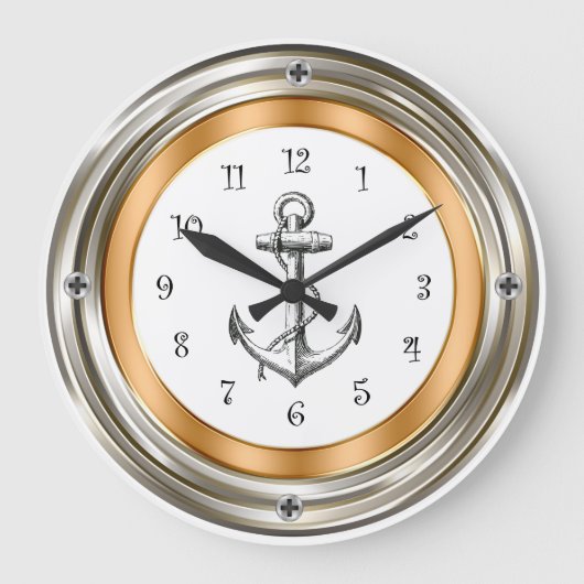 Nautical Porthole Design Wall Clocks Große Wanduhr (Vorderseite)