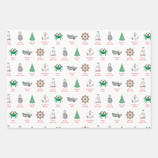 Nautical Pun Christmas Wrapping Paper Geschenkpapier Set (Vorderseite)