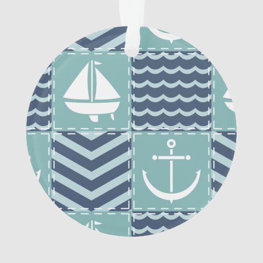 Nautical Quilt Acrylic Ornament (Rückseite)